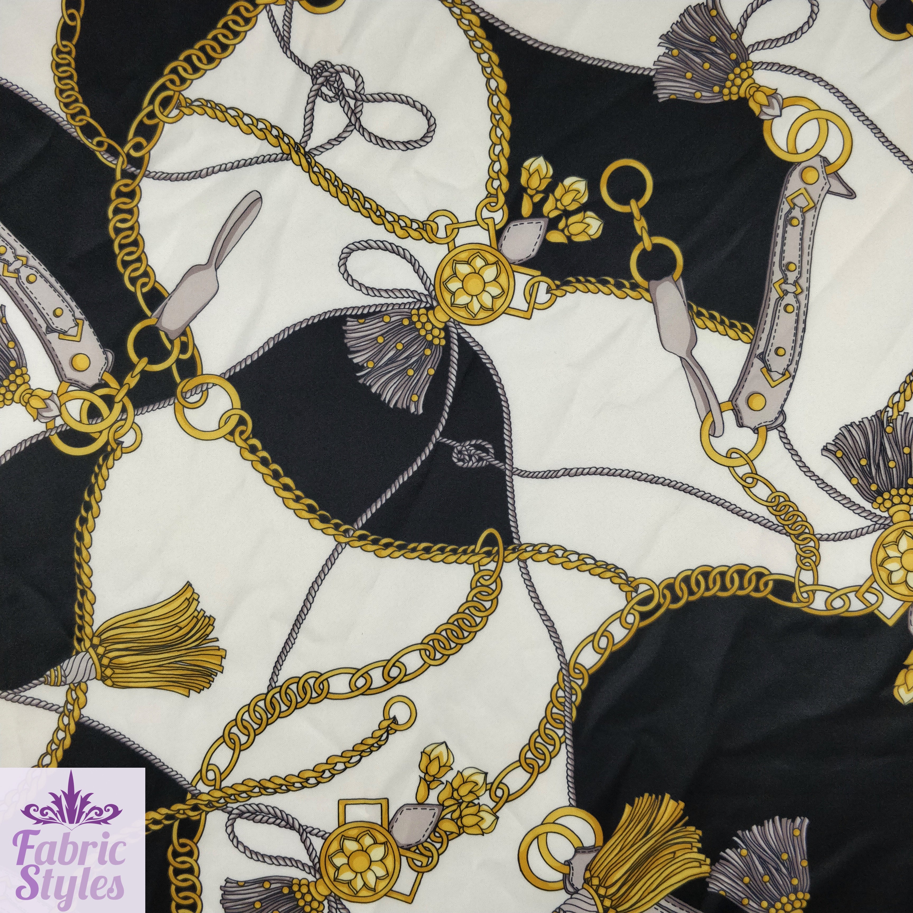 FS118_2 Tassels Handbag Jewels Design Black | Fabric Styles