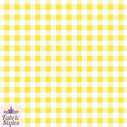 FS130_4 Yellow Gingham Print Scuba Stretch Fabric Yellow | Fabric | checks, Discounted, drape, Fabric, fashion fabric, Gingham, jersey, making, Scuba, sewing, Tartan, Yellow | Fabric Styles