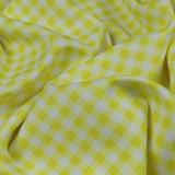 FS130_4 Yellow Gingham Print Scuba Stretch Fabric Yellow | Fabric | checks, Discounted, drape, Fabric, fashion fabric, Gingham, jersey, making, Scuba, sewing, Tartan, Yellow | Fabric Styles