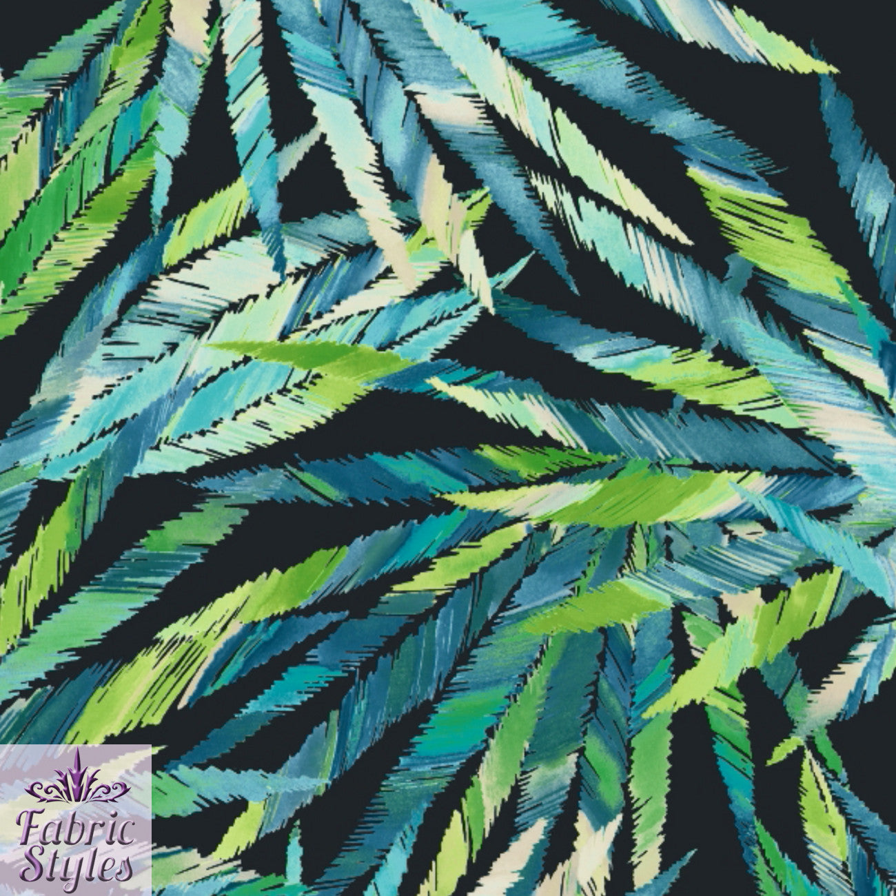 FS131 Green Tropical Print Scuba Fabric | Fabric Styles
