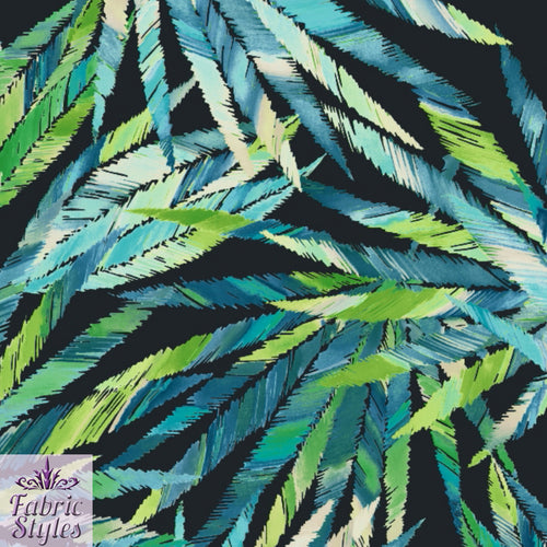 FS131 Green Tropical Print Scuba Fabric | Fabric Styles