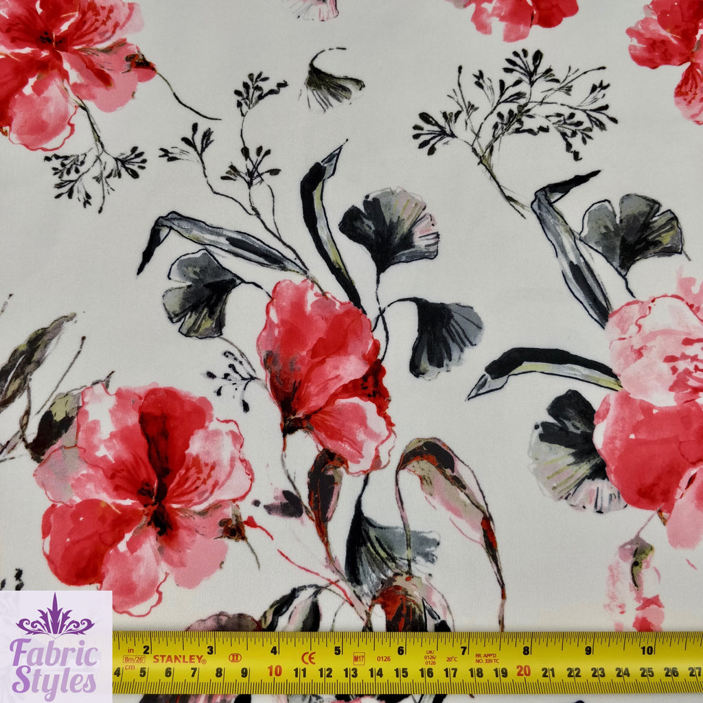 FS142 Red Summer Floral | Fabric Styles