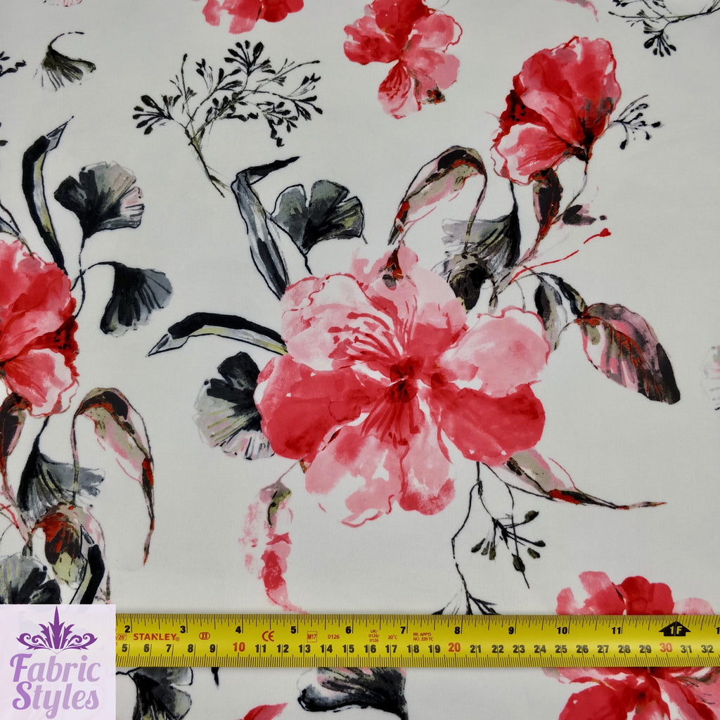 FS142 Red Summer Floral | Fabric Styles