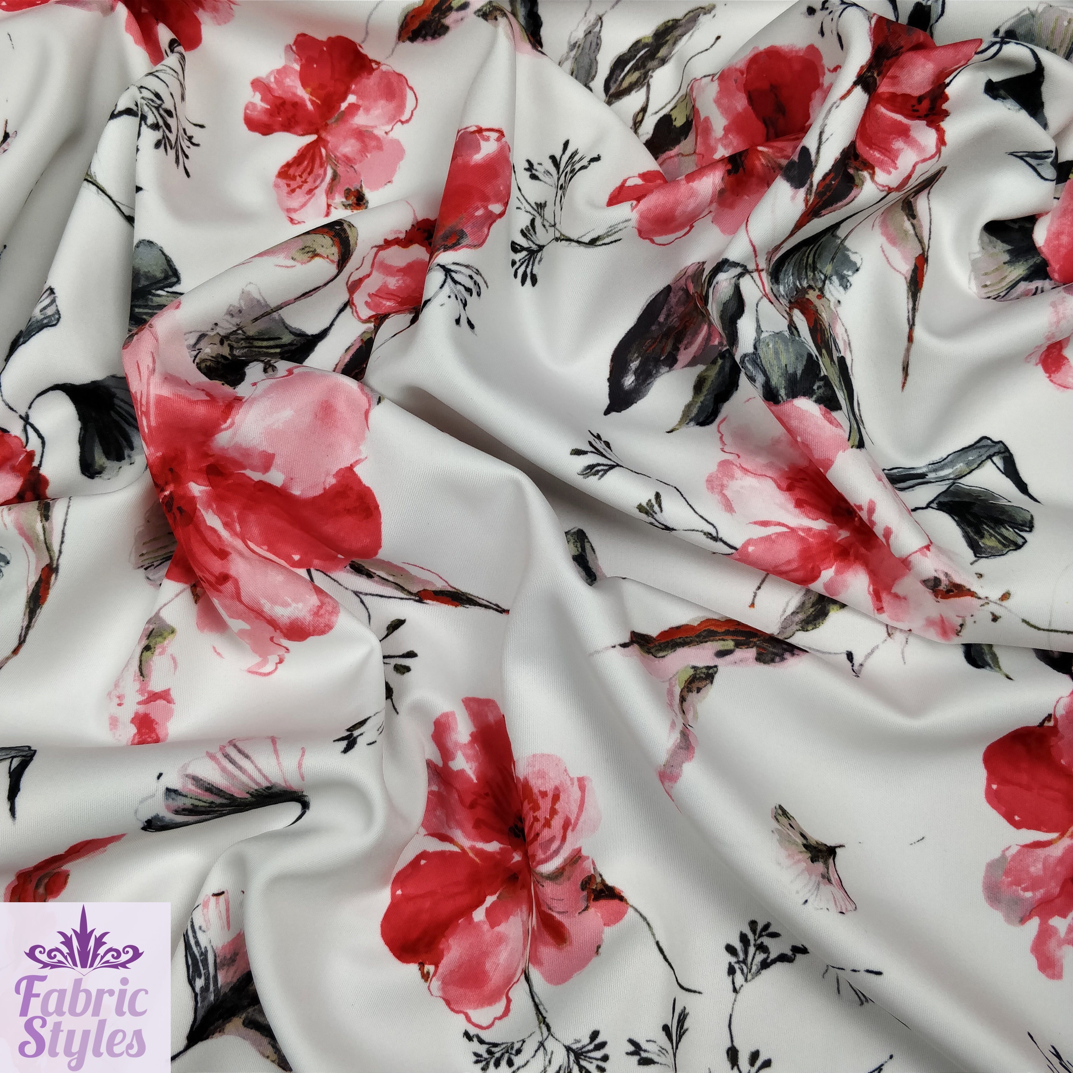 FS142 Red Summer Floral | Fabric Styles