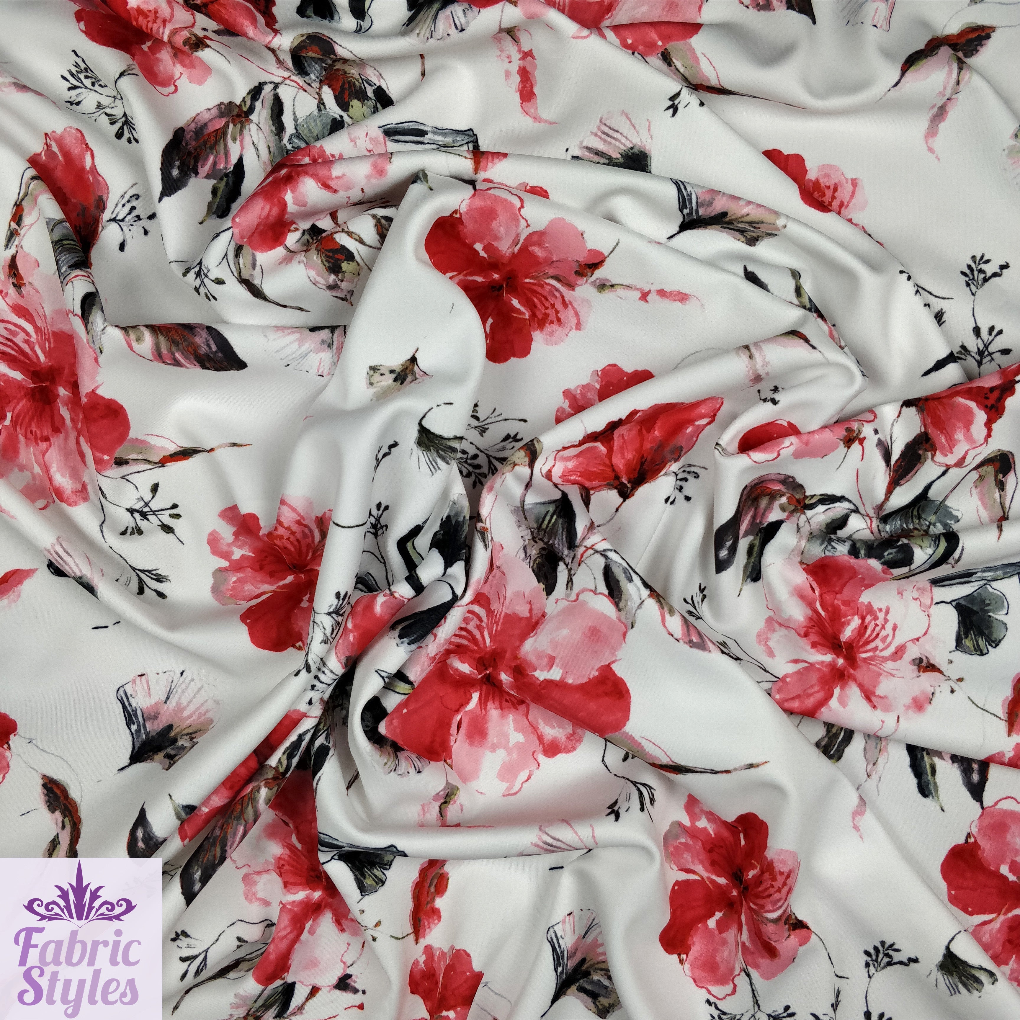 FS142 Red Summer Floral | Fabric Styles