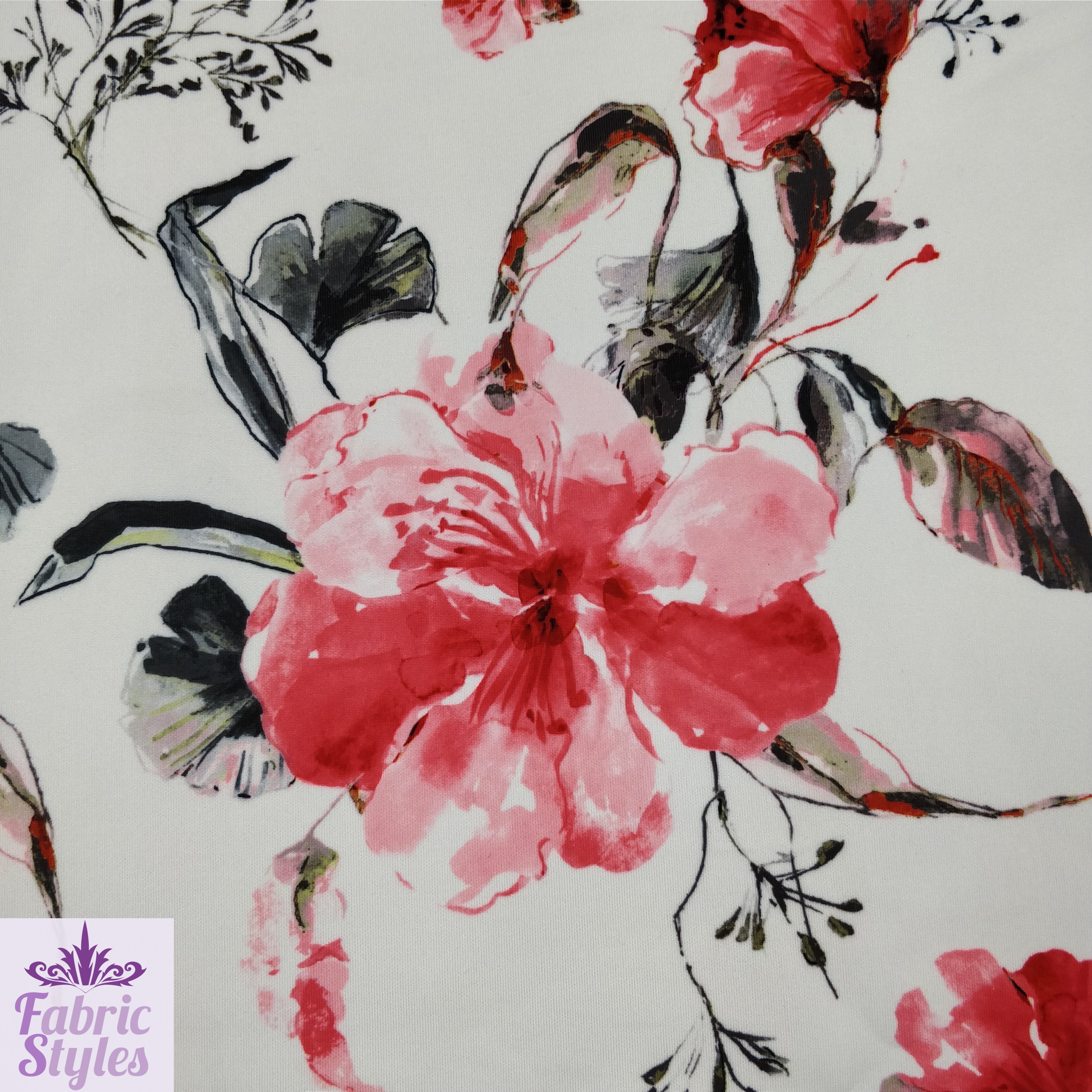 FS142 Red Summer Floral | Fabric Styles