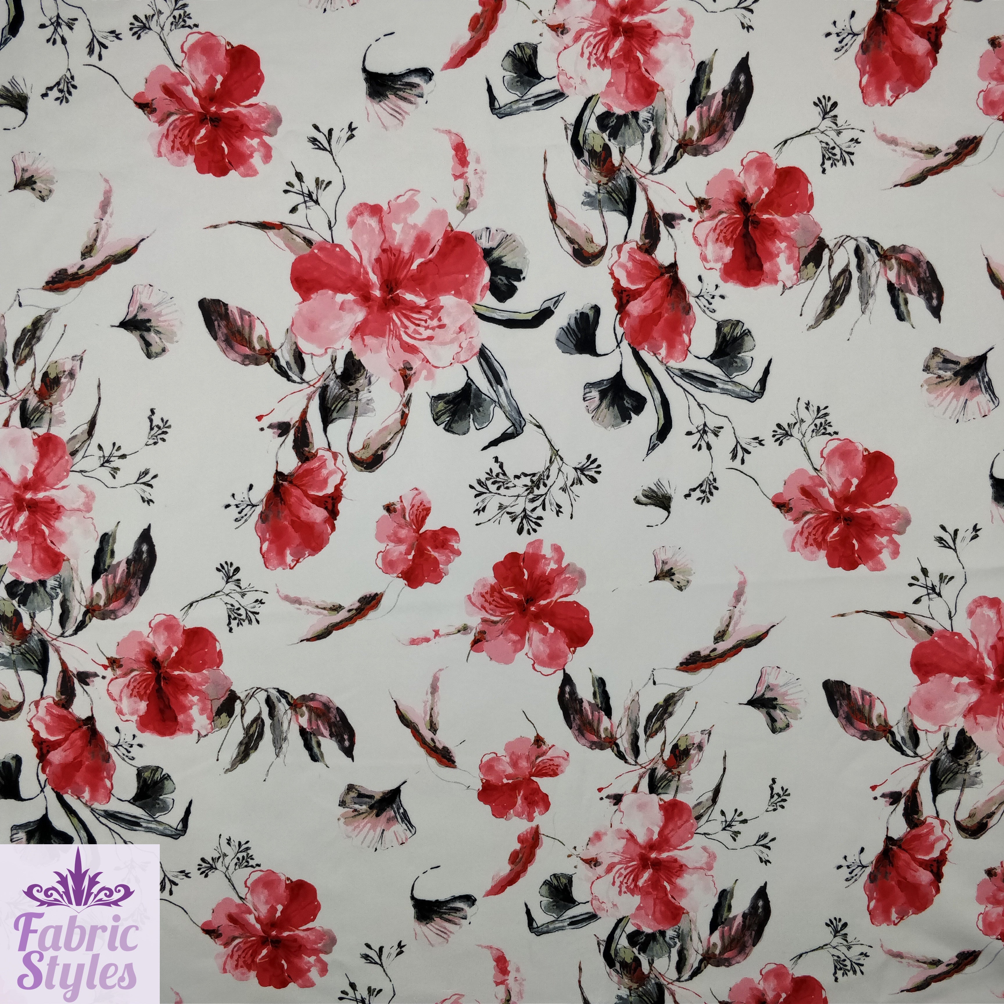 FS142 Red Summer Floral | Fabric Styles