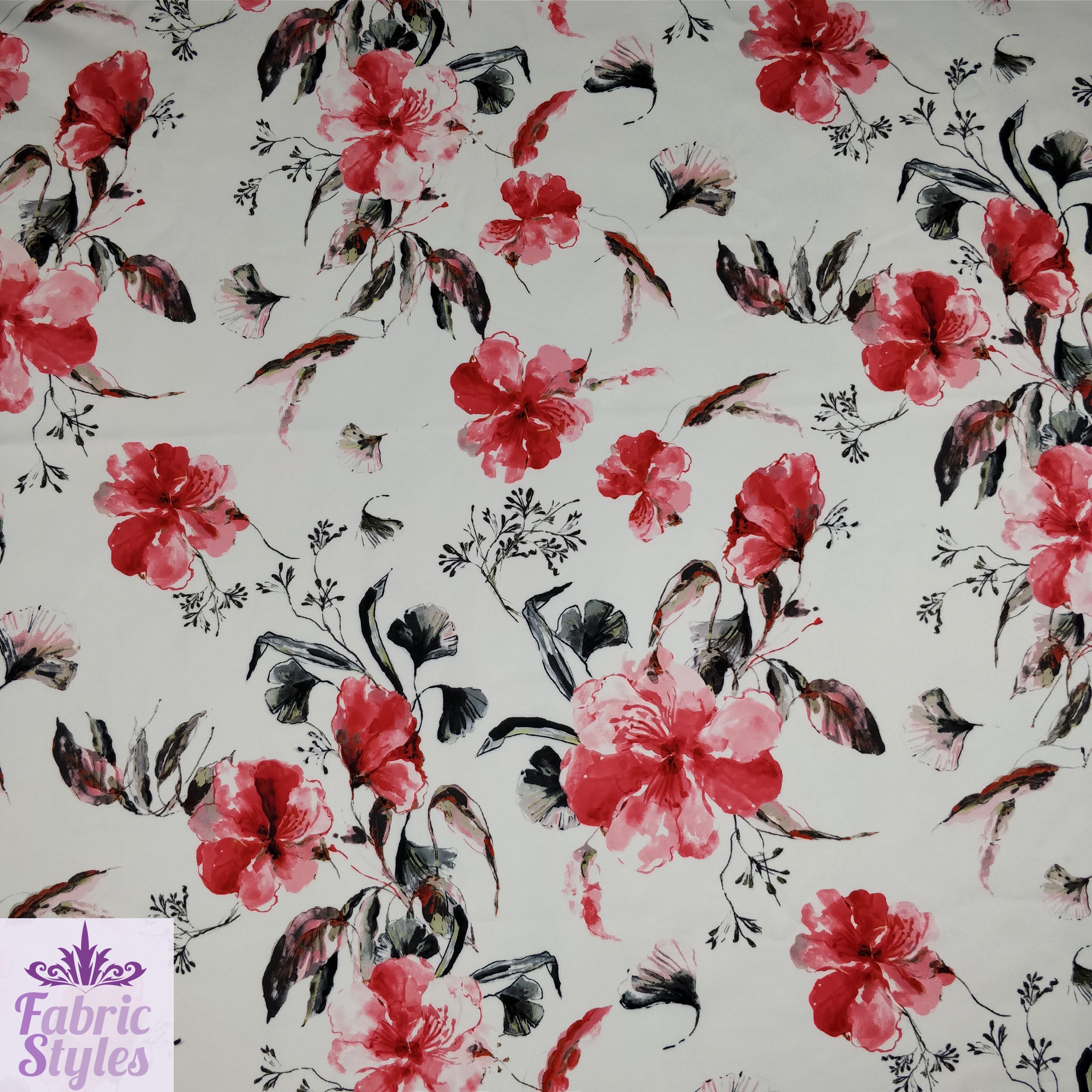 FS142 Red Summer Floral | Fabric Styles