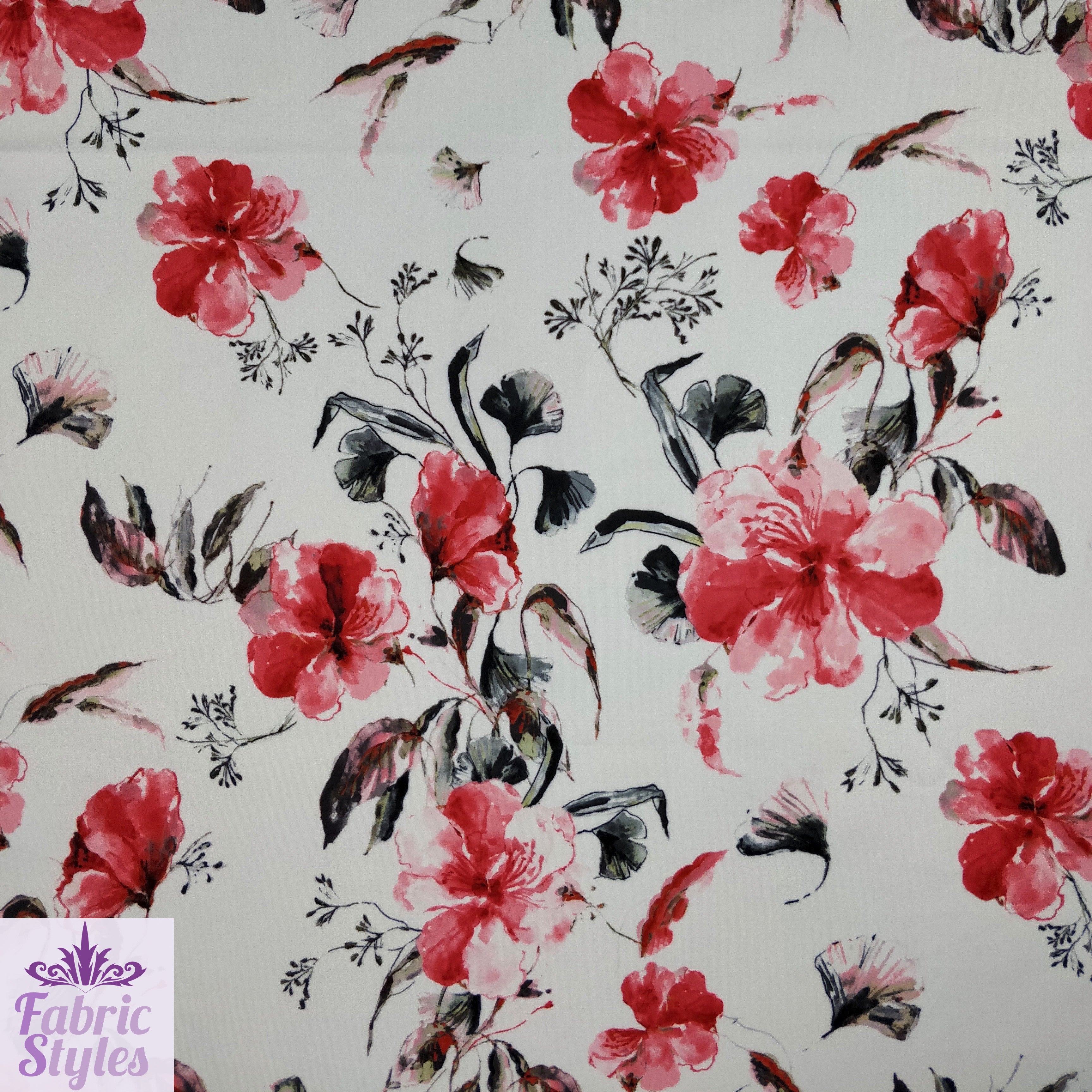 FS142 Red Summer Floral | Fabric Styles