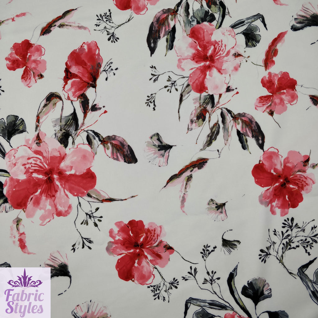 FS142 Red Summer Floral | Fabric Styles