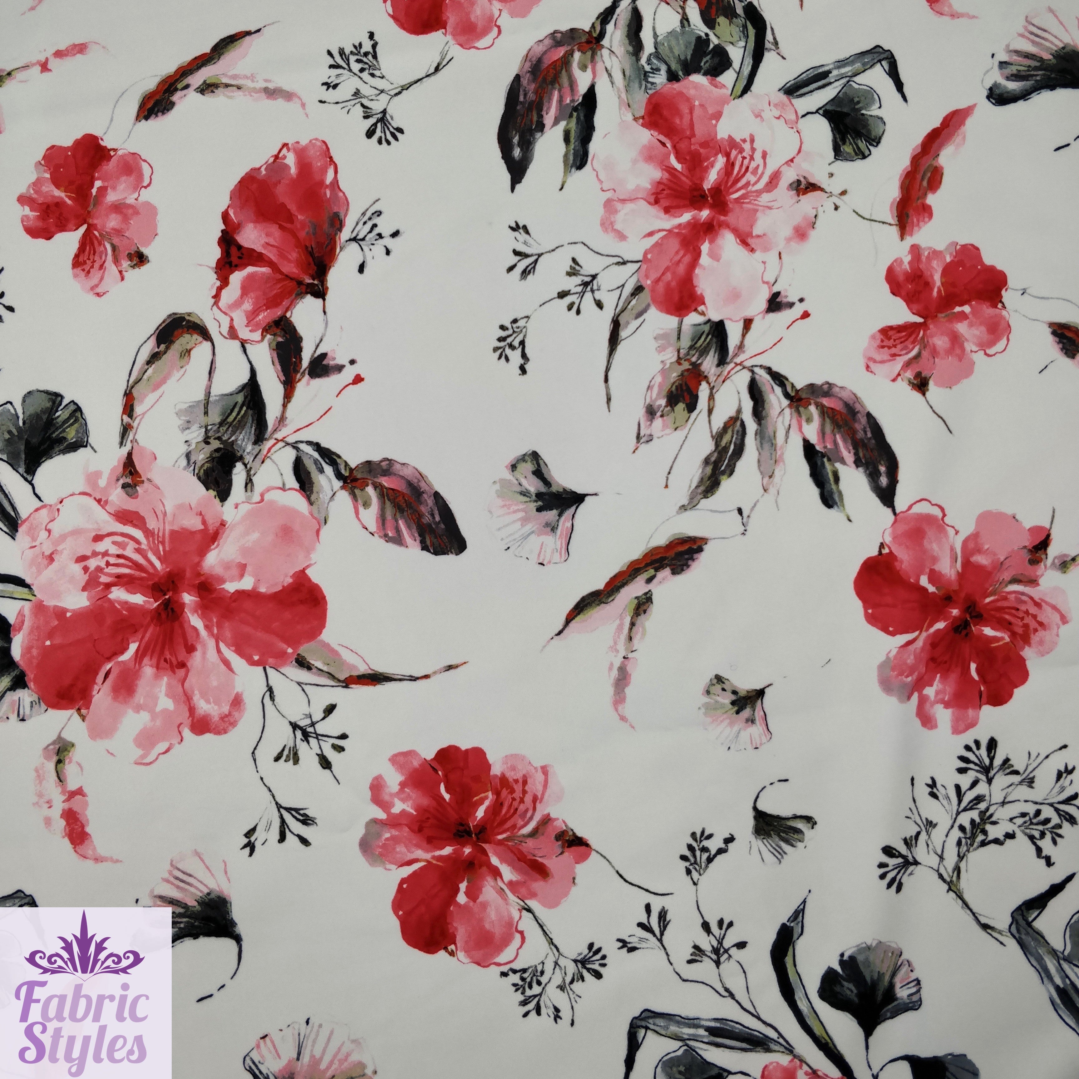 FS142 Red Summer Floral | Fabric Styles