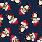 FS155 Penguin Santa Navy Base | Fabric Styles