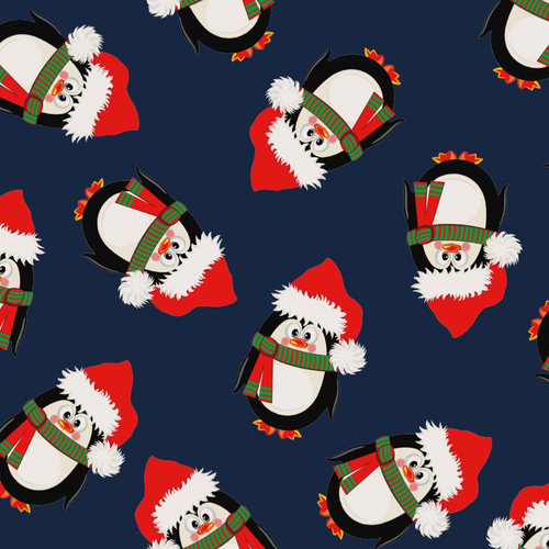 FS155 Penguin Santa Navy Base | Fabric Styles