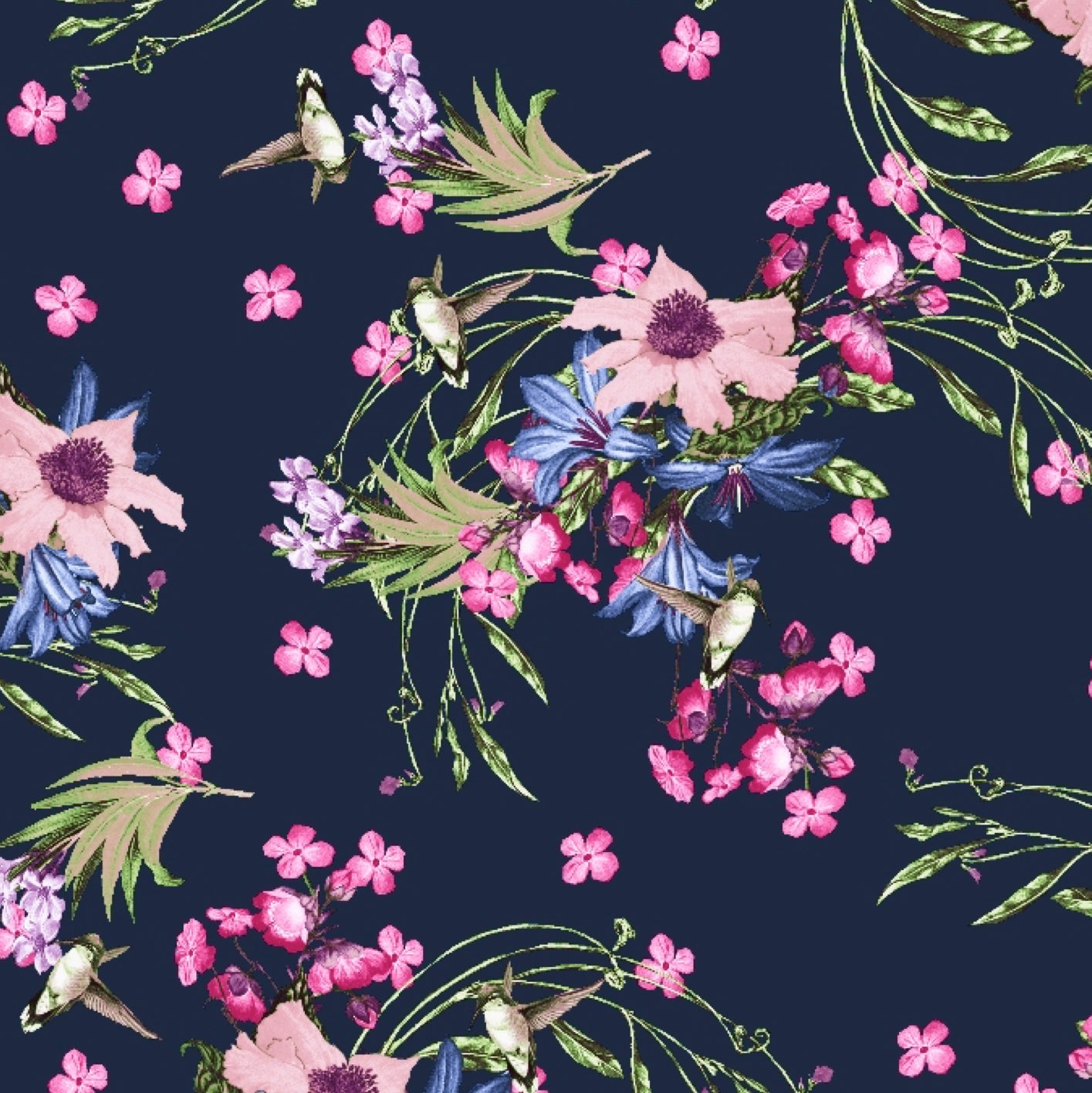 FS186 Navy Base Floral | Fabric Styles