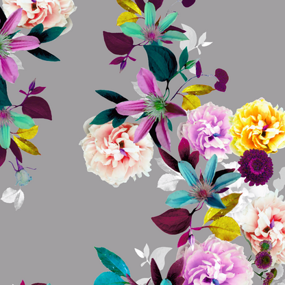FS347 Grey Blossom Floral | Fabric Styles