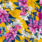 FS352 Delphinium Floral | Fabric | Babywear, Blossom, Daisy, Double Jersey, Dress making, Fabric, fashion fabric, Floral, jersey, Jersey Knit, Pink, Purple, Rompers, Scuba, Skirt, Stretch, Stretchy, Trousers, White | Fabric Styles