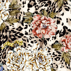 FS364 Leopard Floral | Fabric | Animal, Babywear, Dress making, Fabric, fashion fabric, Floral, Flower, Flowers, jersey, Leopard, Rompers, Scuba, Skirt, Stretch, Stretchy, Trousers | Fabric Styles