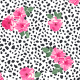 FS440 Dalmatian Floral | Fabric | Animal, Dalmatian, drape, Fabric, fashion fabric, Floral, Flower, Nude, Scuba, sewing, Stretchy | Fabric Styles