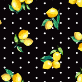 FS443 Lemon Polka Dots | Fabric | Black, drape, Fabric, fashion fabric, Fruit, Fruits, Lemon, Lemons, Polka, Polka Dot, Polka Dots, Scuba, sewing, Stretchy, White | Fabric Styles