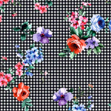 FS500 Gingham Floral | Fabric | drape, Fabric, fashion fabric, Floral, Flower, Gingham, Nude, Scuba, sewing, Stretchy | Fabric Styles