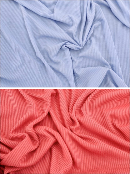 FS591 Poly Cotton Rib Stretch Knit Fabric | Fabric | baby blue, Bikini, Bra, cuffs, drape, Fabric, fashion fabric, Lingerie, Plain, Rib, Ribbed, Ribbing, rust, Sale, sewing, Shorts, Stretchy, textured | Fabric Styles