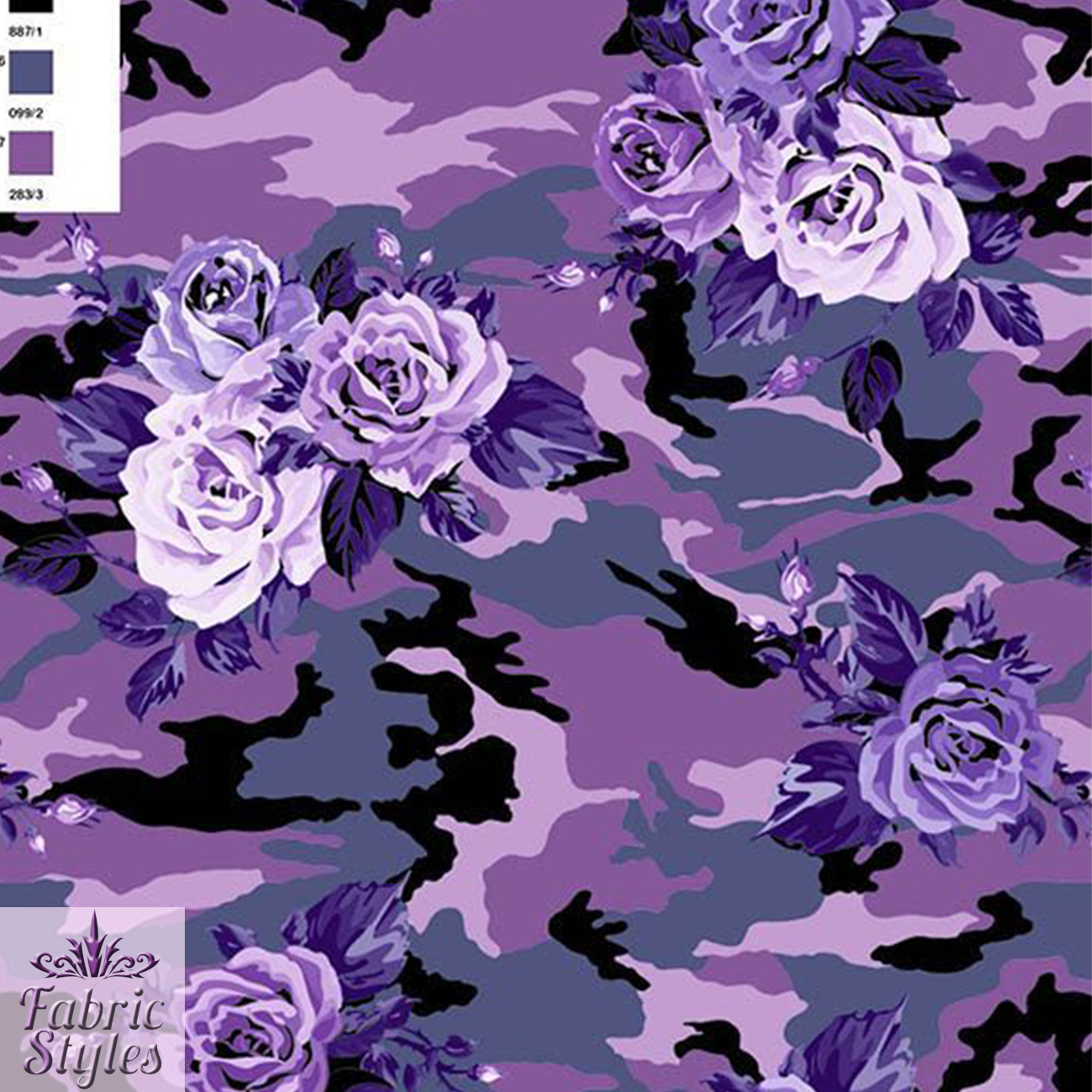 FS028_4 Purple Camouflage Floral | Fabric Styles