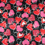 FS908 Sparkled Love Hearts | Fabric | Animal, Animals, drape, Dress making, Fabric, fashion fabric, Galaxy, jersey, Kids, Neon, panda, pandas, Pastel, Pink, Polyester, Rainbow, Scuba, sewing, stars, Stripe, stripes, Tie Die, Valentine, Valentines | Fabric Styles