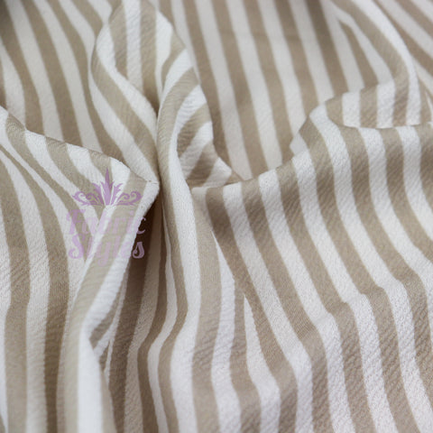 FS915 Taupe Stripe Liverpool | Fabric | drape, Fabric, fashion fabric, limited, Liverpool, Multi Stripe, SALE, sewing, Stretchy, Stripe, Stripes, textured, Waffle | Fabric Styles