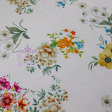 FS944 Maddie May Floral | Fabric | Fabric, fashion fabric, Floral, Florals, Flower, Flowers, jersey, Nude, pink, Scuba Crepe, sewing, stretch, White, Yellow | Fabric Styles