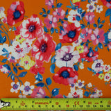 FS1054 Floral Stretch Knit Fabric Orange | Fabric | Fabric, Floral, jersey, limited, orange, Sale, Scuba Crepe, stretch | Fabric Styles