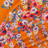 FS1054 Floral Stretch Knit Fabric Orange | Fabric | Fabric, Floral, jersey, limited, orange, Sale, Scuba Crepe, stretch | Fabric Styles