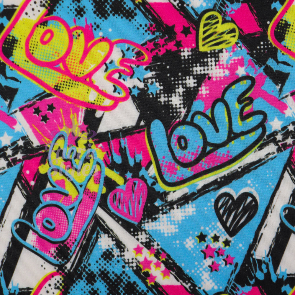 FS807 Love Graffiti | Fabric | comic, conversational, fabric, graffiti, jersey, kids, scuba, slang, stretch | Fabric Styles