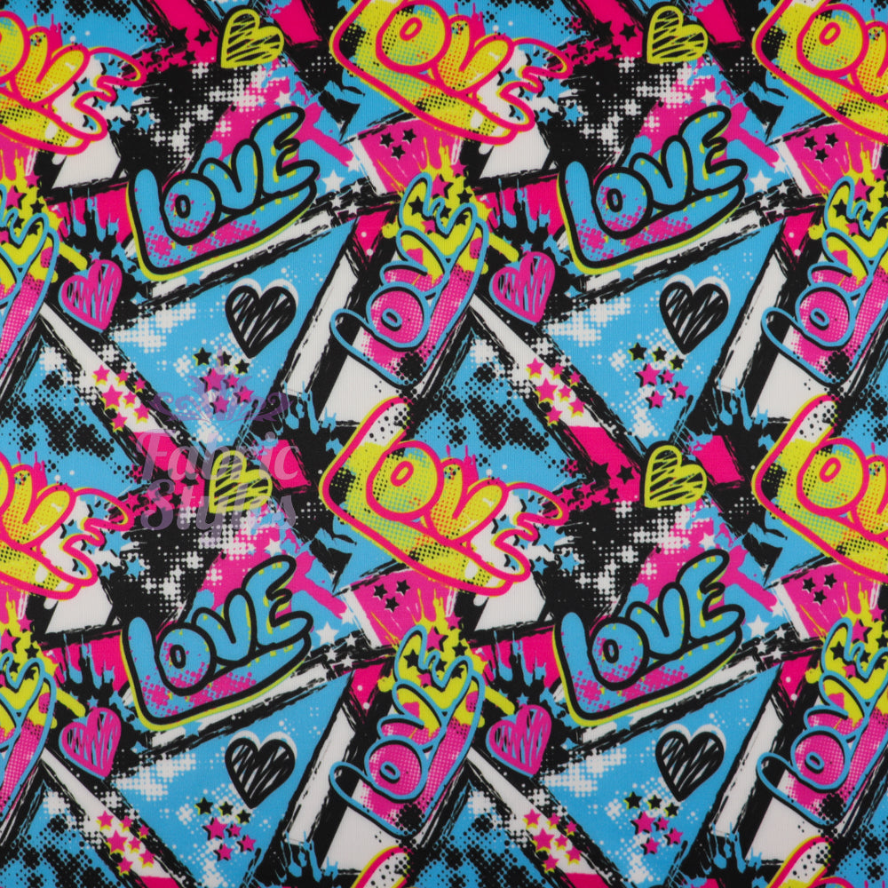 FS807 Love Graffiti | Fabric | comic, conversational, fabric, graffiti, jersey, kids, scuba, slang, stretch | Fabric Styles