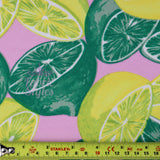 FS721 Lemon & Lime | Fabric | Blue, elastane, Fabric, fashion fabric, Floral, Fruit, Fruits, Garden, jersey, Leaf, Lemon, Lemons, Light, Lime, making, Mint, Polyester, sale, Scuba Crepe, sewing, Skirt, Stretchy, Summer, Yellow | Fabric Styles