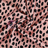 FS795 Pink Dalmatian Scuba | Fabric | Animal, Dalmatian, drape, Fabric, fashion fabric, pink, polka, Scuba, sewing, spot, spots, Stretchy | Fabric Styles