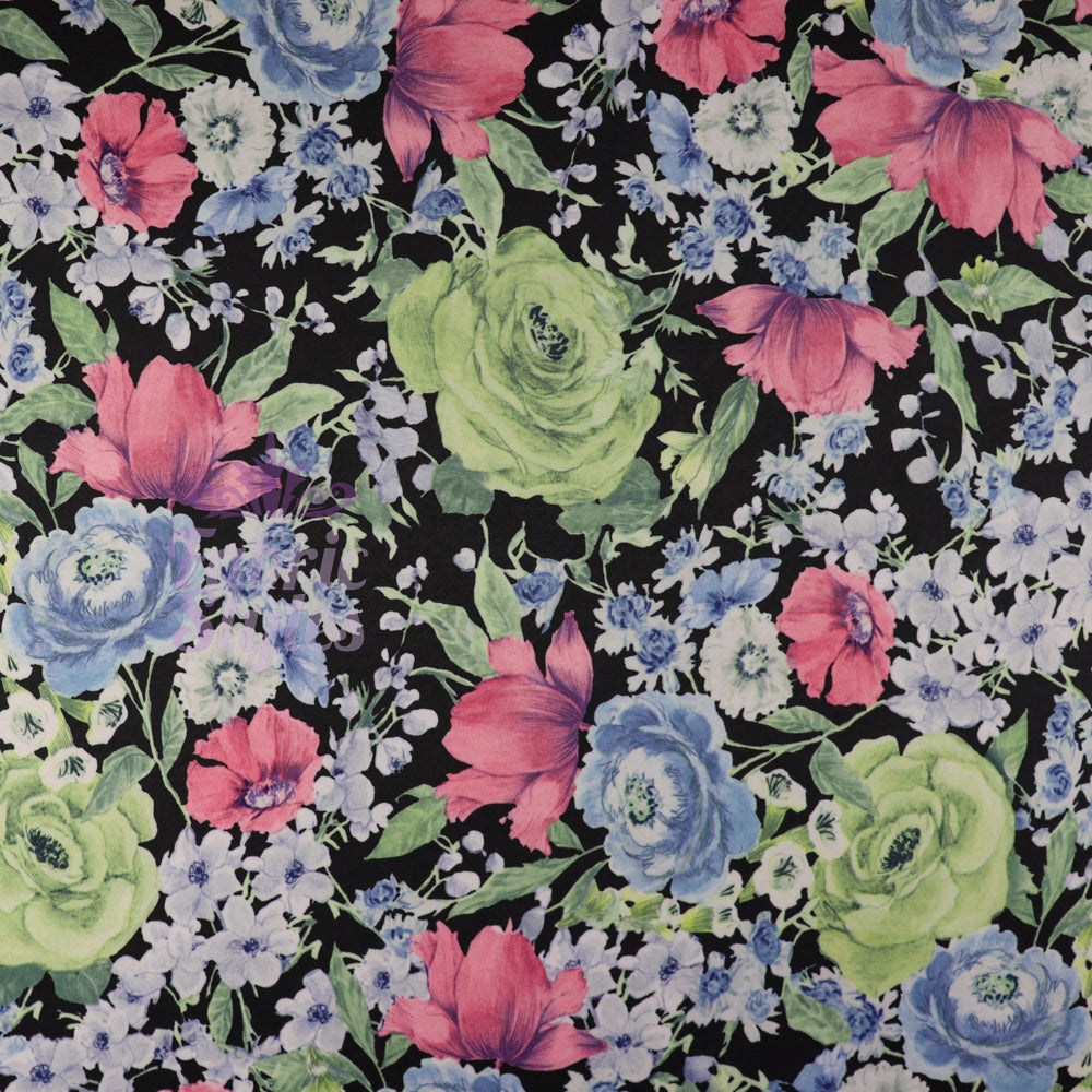 FS984 Floral Soft Touch Silky Stretch Knit Fabric | Fabric | Fabric, fashion fabric, Floral, jersey, Purple, Sale, sewing, Soft Touch, stretch, White | Fabric Styles