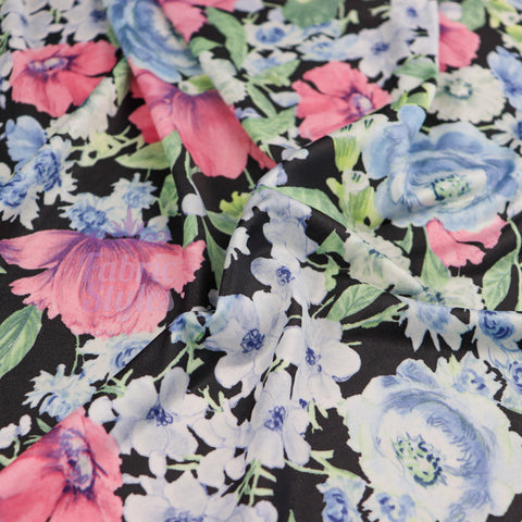 FS984 Floral Soft Touch Silky Stretch Knit Fabric | Fabric | Fabric, fashion fabric, Floral, jersey, Purple, Sale, sewing, Soft Touch, stretch, White | Fabric Styles