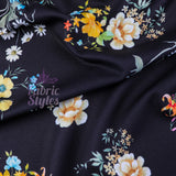 FS945 Daisy Maisie Floral | Fabric | Fabric, fashion fabric, Floral, jersey, Purple, Scuba Crepe, sewing, stretch, White | Fabric Styles