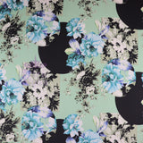 FS956 Mint Floral Soft Touch Silky Stretch Knit Fabric Black & Mint | Fabric | Fabric, fashion fabric, Floral, jersey, Purple, Sale, sewing, Soft Touch, stretch, White | Fabric Styles