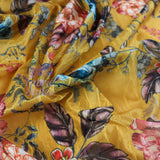 FS991 Mustard Floral Crinkle Mesh | Fabric | drape, Fabric, fashion fabric, Floral, Flower, jersey, limited, making, Power Mesh, Powermesh, Sale, sewing, stretch, Stretchy, white | Fabric Styles