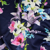 FS577 Tulie Floral | Fabric | drape, elastane, Fabric, fashion fabric, Floral, Flower, Flowers, jersey, making, Pink, Polyester, purple, Scuba, sewing, Stretchy, Watercolor, Watercolour | Fabric Styles