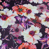 FS576 Meraki Bloom | Fabric | drape, elastane, Fabric, fashion fabric, Floral, Flower, Flowers, FS574, FS576, Ivory, jersey, making, Pink, Polyester, Purple, Scuba, sewing, Stretchy, Watercolor, Watercolour | Fabric Styles