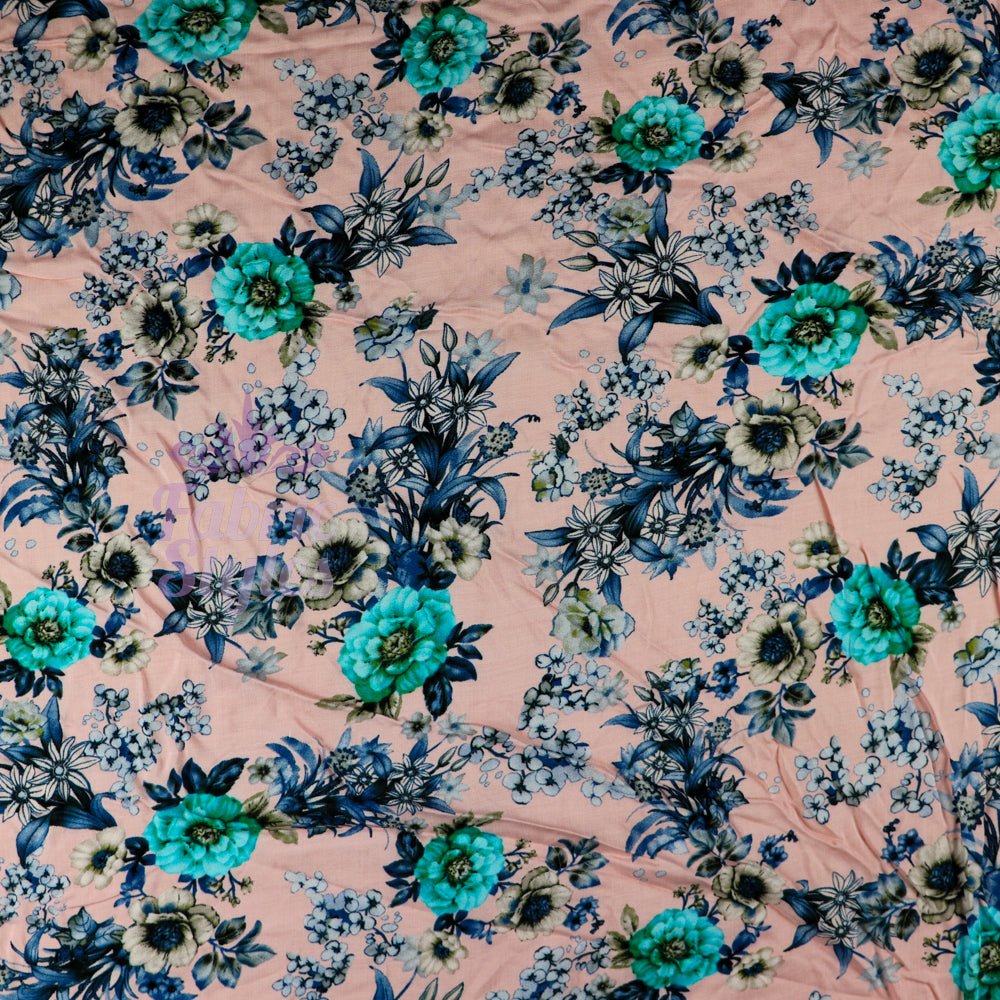 FS775_1 Vintage Flower Rose | Fabric | Animal, drape, elastane, Fabric, fashion fabric, Floral, jersey, making, mono chrome, navy, Parrot, Rayon, sale, sewing, stretch, Stretchy, Tropical, Viscose | Fabric Styles