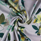 FS974 Grey Floral | Fabric | Fabric, fashion fabric, Floral, jersey, Purple, scuba, sewing, stretch, White | Fabric Styles