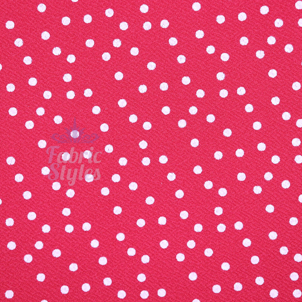 FS589 Polka Dots Liverpool Fabric | Fabric | blue, dots, drape, Elastane, Fabric, fashion fabric, Liverpool, New, Polka dots, polyester, Powder blue, red, sewing, spot, spots, stretch, Stretchy, textured, Waffle, White | Fabric Styles