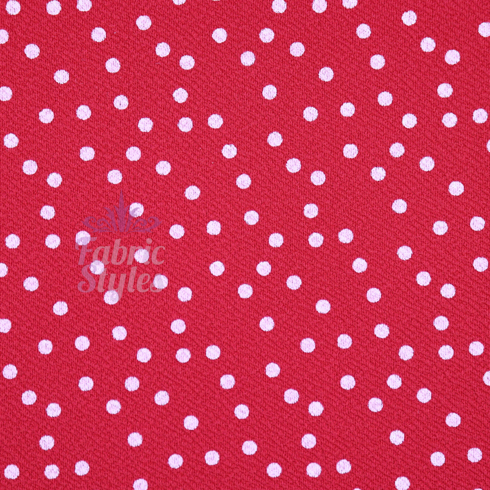 FS589 Polka Dots Liverpool Fabric | Fabric | blue, dots, drape, Elastane, Fabric, fashion fabric, Liverpool, New, Polka dots, polyester, Powder blue, red, sewing, spot, spots, stretch, Stretchy, textured, Waffle, White | Fabric Styles