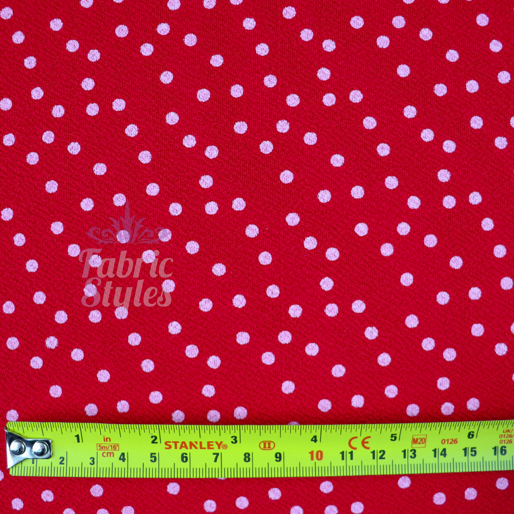 FS589 Polka Dots Liverpool Fabric | Fabric | blue, dots, drape, Elastane, Fabric, fashion fabric, Liverpool, New, Polka dots, polyester, Powder blue, red, sewing, spot, spots, stretch, Stretchy, textured, Waffle, White | Fabric Styles