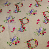 FS689_2 Peter Rabbit Floral Letter | Fabric | blue, Brand, Branded, Children, Cotton, drape, Fabric, fashion fabric, Kids, Light blue, making, Peter, Peter Rabbit, Rabbit, sewing, Skirt | Fabric Styles