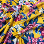 FS352 Delphinium Floral | Fabric | Babywear, Blossom, Daisy, Double Jersey, Dress making, Fabric, fashion fabric, Floral, jersey, Jersey Knit, Pink, Purple, Rompers, Scuba, Skirt, Stretch, Stretchy, Trousers, White | Fabric Styles