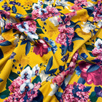 FS352 Delphinium Floral | Fabric | Babywear, Blossom, Daisy, Double Jersey, Dress making, Fabric, fashion fabric, Floral, jersey, Jersey Knit, Pink, Purple, Rompers, Scuba, Skirt, Stretch, Stretchy, Trousers, White | Fabric Styles